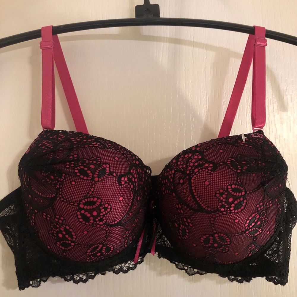 Fuchsia & Black Lace Bra